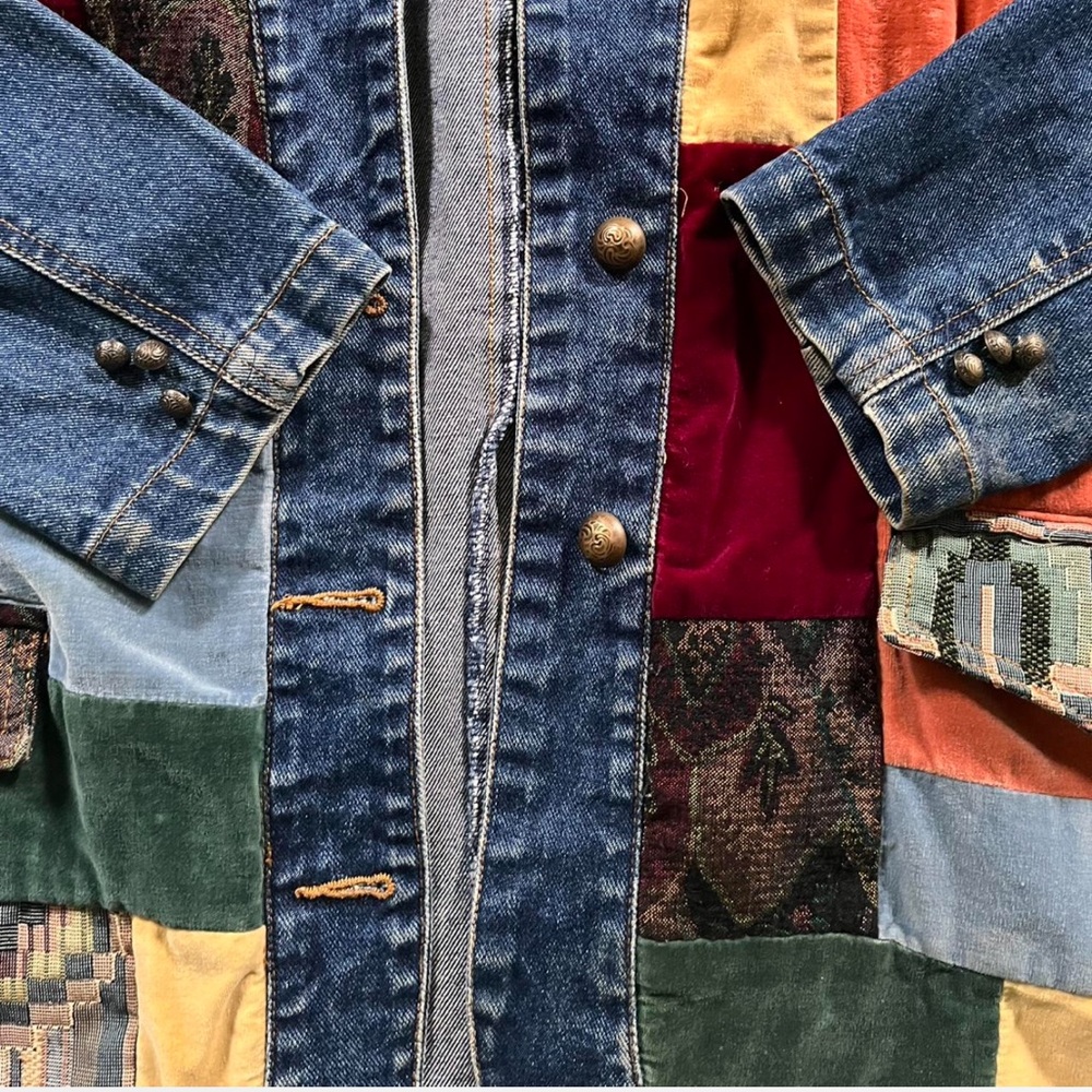 Vintage 90s Patchwork Denim Jacket - image 4